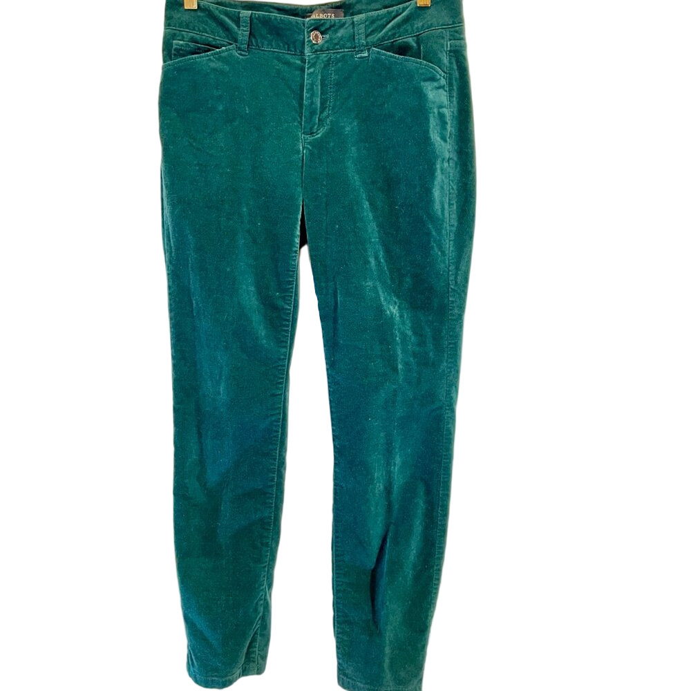 Talbots Pants  Green Velveteen Straight Leg  5 Pocket